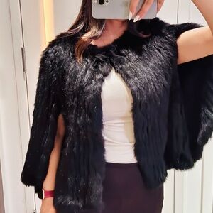 Chic Black Faux Fur Cape - Neiman Marcus